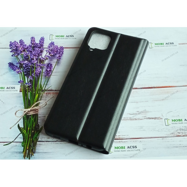 Чохол книга шкіряна для Samsung Galaxy A12, магнітом та підставкою, Mustang, чорного кольору.