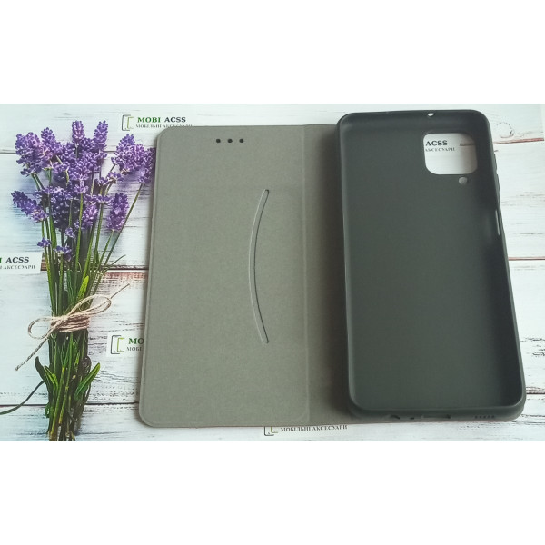 Чохол книга шкіряна для Samsung Galaxy A12, магнітом та підставкою, Mustang, червоного кольору.