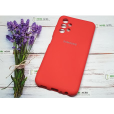 Силіконовий чохол Samsung Galaxy A13 (4G) з мікрофіброю, матовий, червоного кольору.
