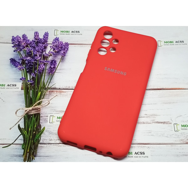 Силіконовий чохол Samsung Galaxy A13 (4G) з мікрофіброю, матовий, червоного кольору.