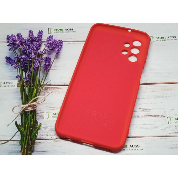 Силіконовий чохол Samsung Galaxy A13 (4G) з мікрофіброю, матовий, червоного кольору.