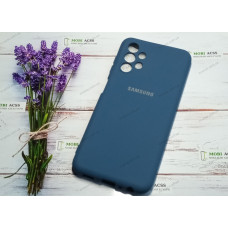 Силіконовий чохол Samsung Galaxy A13 (4G) з мікрофіброю, матовий, помірно бірюзового кольору.
