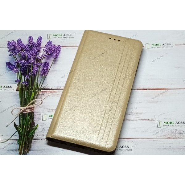 Чохол книга шкіряна для Samsung Galaxy A23 (4G), магнітом та підставкою, Mustang, золотого кольору.