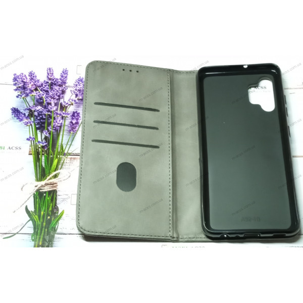Чохол книга шкіряна для Samsung Galaxy A32 (4G), магнітом та підставкою, Business Leather, сірого кольору.