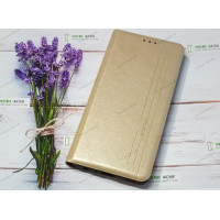 Чохол книга шкіряна для Samsung Galaxy A52, магнітом та підставкою, Mustang, золотого кольору.