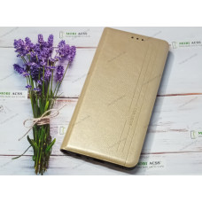 Чохол книга шкіряна для Samsung Galaxy A52, магнітом та підставкою, Mustang, золотого кольору.