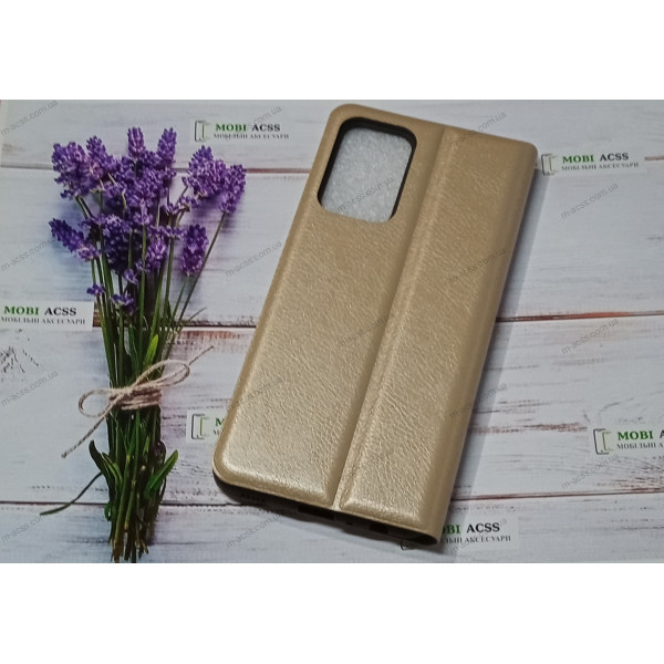 Чохол книга шкіряна для Samsung Galaxy A52, магнітом та підставкою, Mustang, золотого кольору.