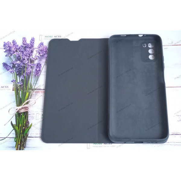 Чохол книга для Xiaomi Poco M3, штучна шкіра, з магнітом та підставкою, Lux, синього кольору.