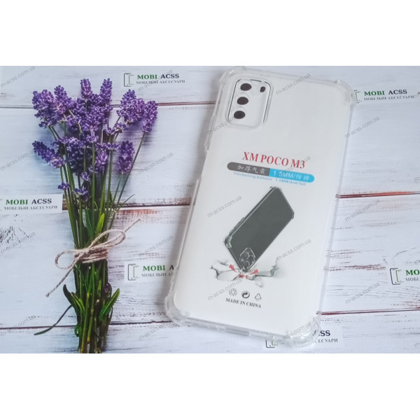 Прозорий силіконовий протиударний чохол для Xiaomi POCO M3 з посиленими кутами