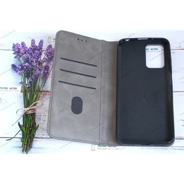 Чохол книга шкіряна для Xiaomi Redmi 10, магнітом та підставкою, Business Leather, сірого кольору.