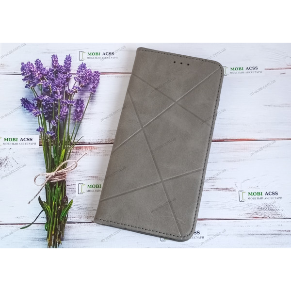 Чохол книга шкіряна для Xiaomi Redmi 10, магнітом та підставкою, Business Leather, сірого кольору.