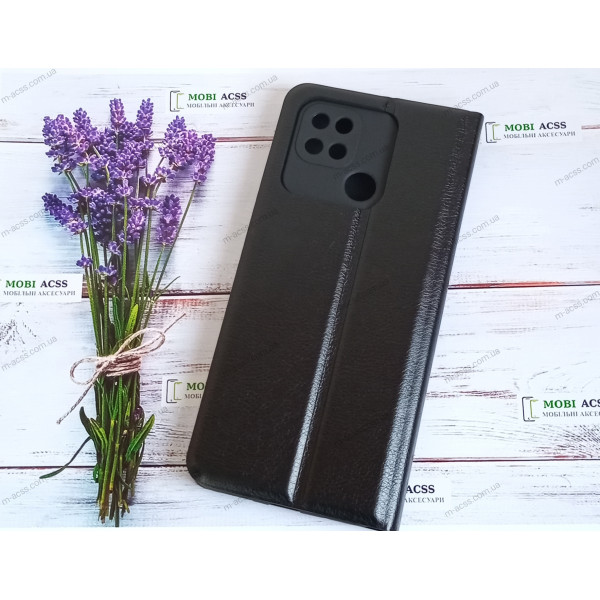 Чохол книга шкіряна для Xiaomi Redmi 10, магнітом та підставкою, Mustang, чорного кольору.