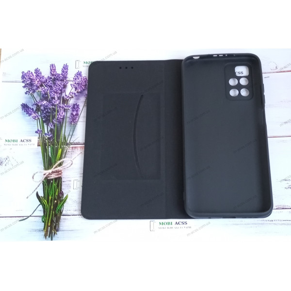 Чохол книга шкіряна для Xiaomi Redmi 10, магнітом та підставкою, Mustang, чорного кольору.