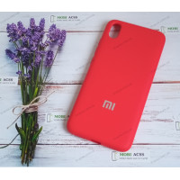 Силіконовий чохол Xiaomi Redmi 7А з мікрофіброю, матовий, червоного кольору.