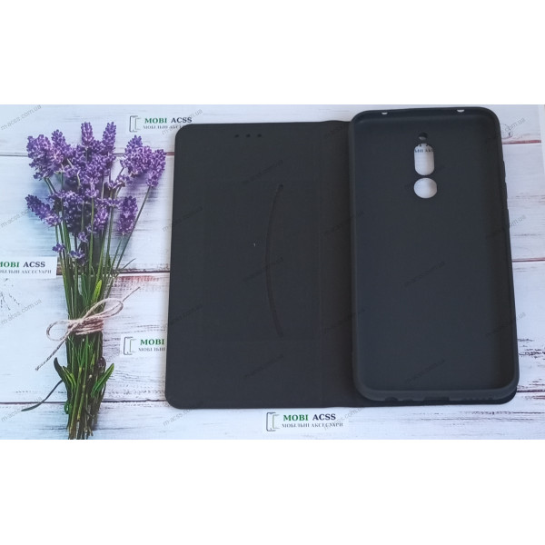 Чохол книга шкіряна для Xiaomi Redmi 8, магнітом та підставкою, Mustang, чорного кольору.
