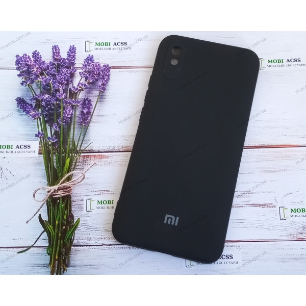 Силіконовий чохол Xiaomi Redmi 9A з мікрофіброю, матовий, чорного кольору.