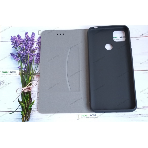 Чохол книга шкіряна для Xiaomi Redmi 9С, магнітом та підставкою, Mustang, рудого кольору.