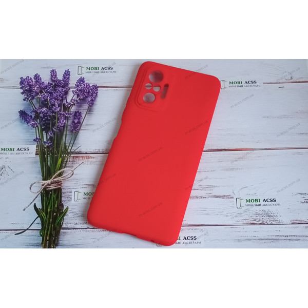 Силіконовий чохол Xiaomi Redmi Note 10 Pro (4G) з мікрофіброю, матовий, червоного кольору.