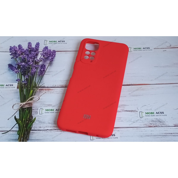 Силіконовий чохол Xiaomi Redmi Note 11 (4G) з мікрофіброю, матовий, червоного кольору.