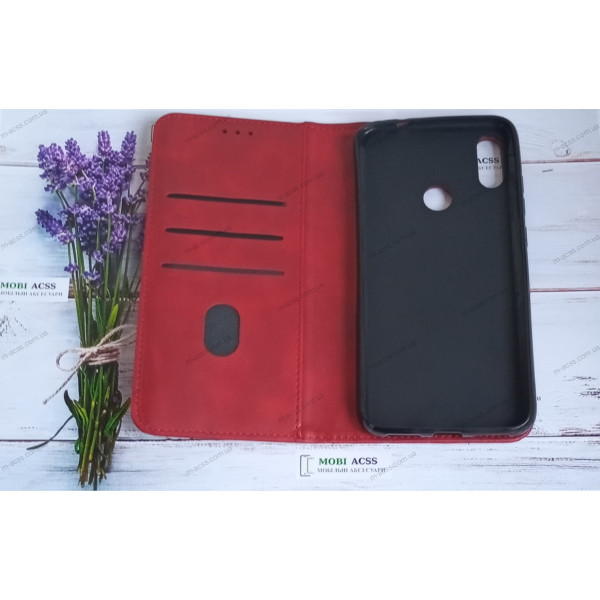 Чохол книга шкіряна для Xiaomi Redmi Note 7, магнітом та підставкою, Business Leather, червоного кольору.