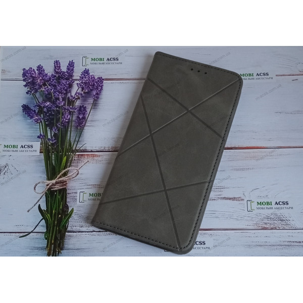 Чохол книга шкіряна для Xiaomi Redmi Note 7 Pro, магнітом та підставкою, Business Leather, сірого кольору.
