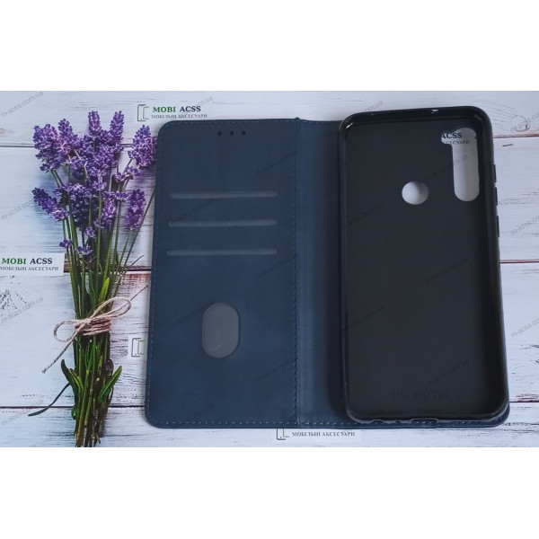 Чохол книга шкіряна для Xiaomi Redmi Not 8, магнітом та підставкою, Business Leather, синього кольору.