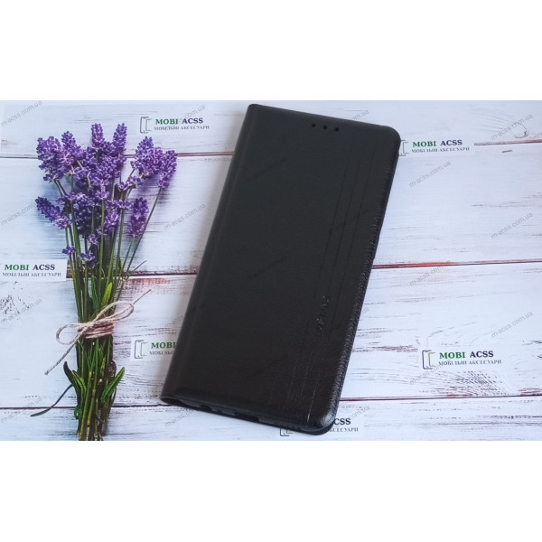 Чохол книга шкіряна для Xiaomi Redmi Note 9, магнітом та підставкою, Mustang, чорного кольору.