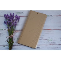Чохол книга шкіряна для Xiaomi Redmi Note 9, магнітом та підставкою, Mustang, золотого кольору.