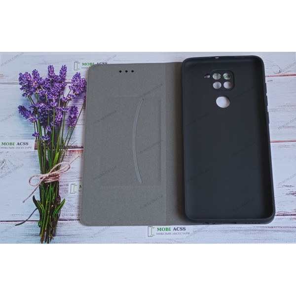 Чохол книга шкіряна для Xiaomi Redmi Note 9, магнітом та підставкою, Mustang, золотого кольору.