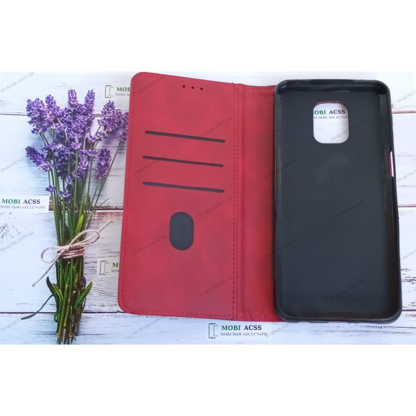 Чохол книга шкіряна для Xiaomi Redmi Not 9 Pro, магнітом та підставкою, Business Leather, червоного кольору.