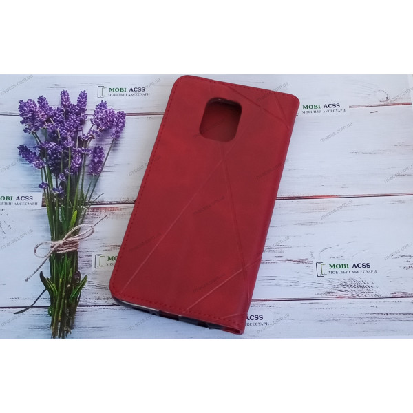 Чохол книга шкіряна для Xiaomi Redmi Not 9 Pro, магнітом та підставкою, Business Leather, червоного кольору.