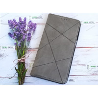 Чохол книга шкіряна для Xiaomi Redmi Not 9S, магнітом та підставкою, Business Leather, сірого кольору.