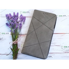 Чохол книга шкіряна для Xiaomi Redmi Not 9 Pro, магнітом та підставкою, Business Leather, сірого кольору.
