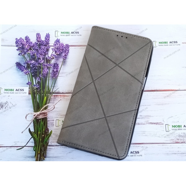 Чохол книга шкіряна для Xiaomi Redmi Not 9 Pro, магнітом та підставкою, Business Leather, сірого кольору.
