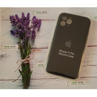 Силіконовий чохол iPhone 11 Pro з мікрофіброю, матовий, чорного кольору.