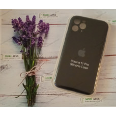 Силіконовий чохол iPhone 11 Pro з мікрофіброю, матовий, чорного кольору.