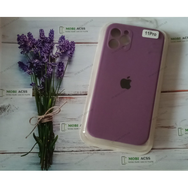 Силіконовий чохол iPhone 11 Pro з мікрофіброю, матовий, фіолетового кольору.
