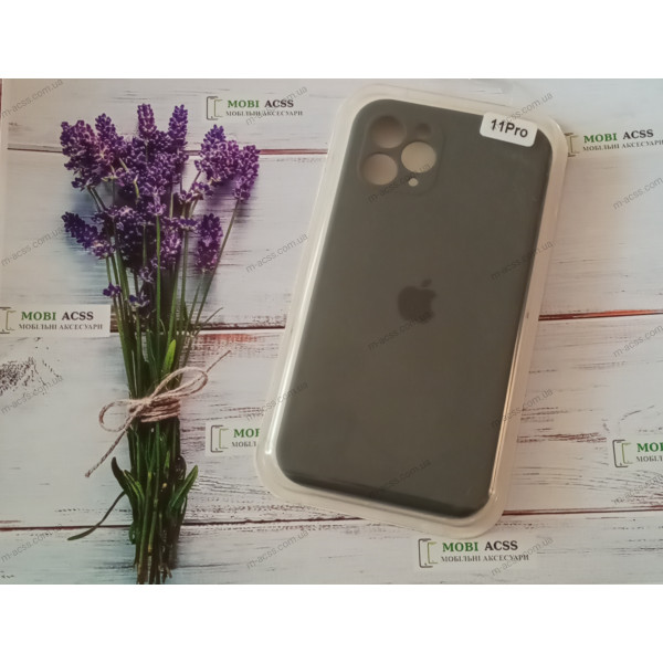 Силіконовий чохол iPhone 11 Pro з мікрофіброю, матовий, темно-сірого кольору.