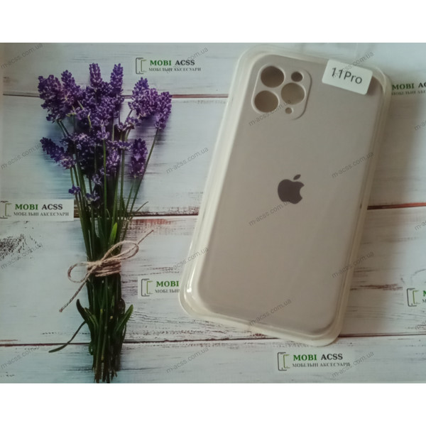 Силіконовий чохол iPhone 11 Pro з мікрофіброю, матовий, сірого кольору.