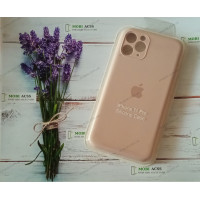 Силіконовий чохол iPhone 11 Pro з мікрофіброю, матовий, пудрового кольору.