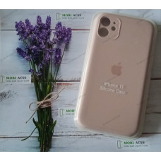 Силіконовий чохол iPhone 11 з мікрофіброю, матовий, пудрового кольору.