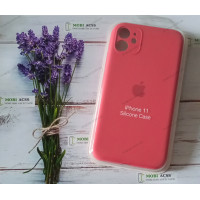 Силіконовий чохол iPhone 11 з мікрофіброю, матовий, червоного кольору.