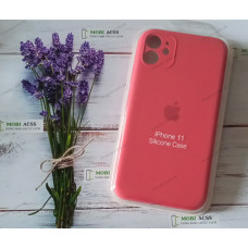 Силіконовий чохол iPhone 11 з мікрофіброю, матовий, червоного кольору.