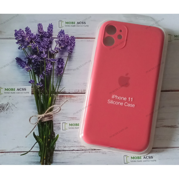 Силіконовий чохол iPhone 11 з мікрофіброю, матовий, червоного кольору.