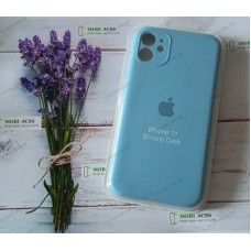 Силіконовий чохол iPhone 11 з мікрофіброю, матовий, блакитного кольору.