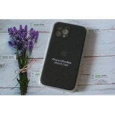 Силіконовий чохол iPhone 12 Pro Max з мікрофіброю, матовий, чорного кольору.