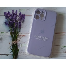 Силіконовий чохол iPhone 12 Pro Max з мікрофіброю, матовий, бузкового кольору.