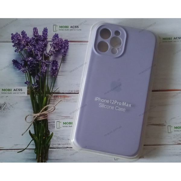 Силіконовий чохол iPhone 12 Pro Max з мікрофіброю, матовий, бузкового кольору.