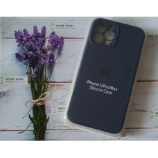 Силіконовий чохол iPhone 12 Pro Max з мікрофіброю, матовий, темно-синього кольору.