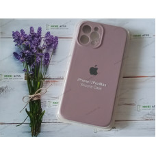 Силіконовий чохол iPhone 12 Pro Max з мікрофіброю, матовий, темно-пудрового кольору.